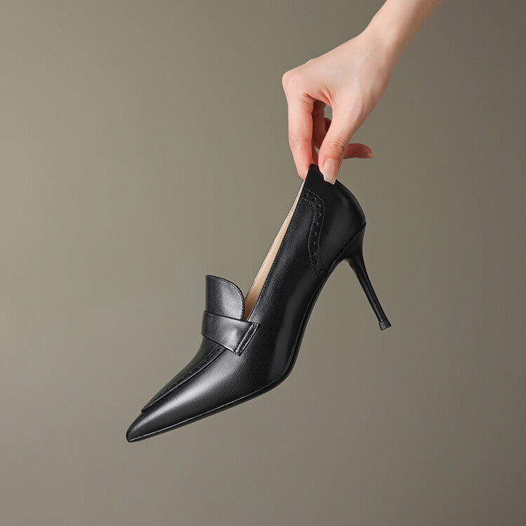 Zapatos de tacón Nyla de cuero genuino con punta afilada
