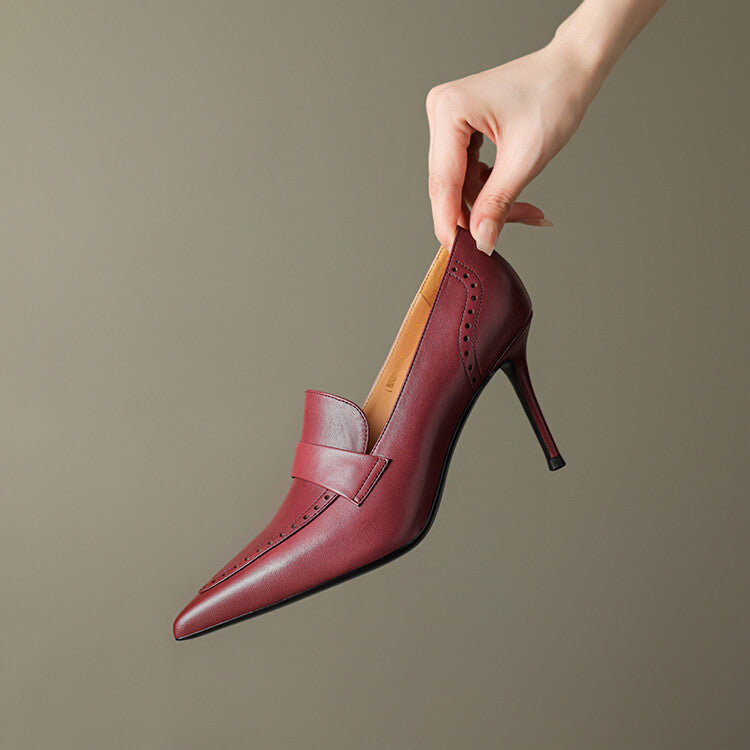 Zapatos de tacón Nyla de cuero genuino con punta afilada