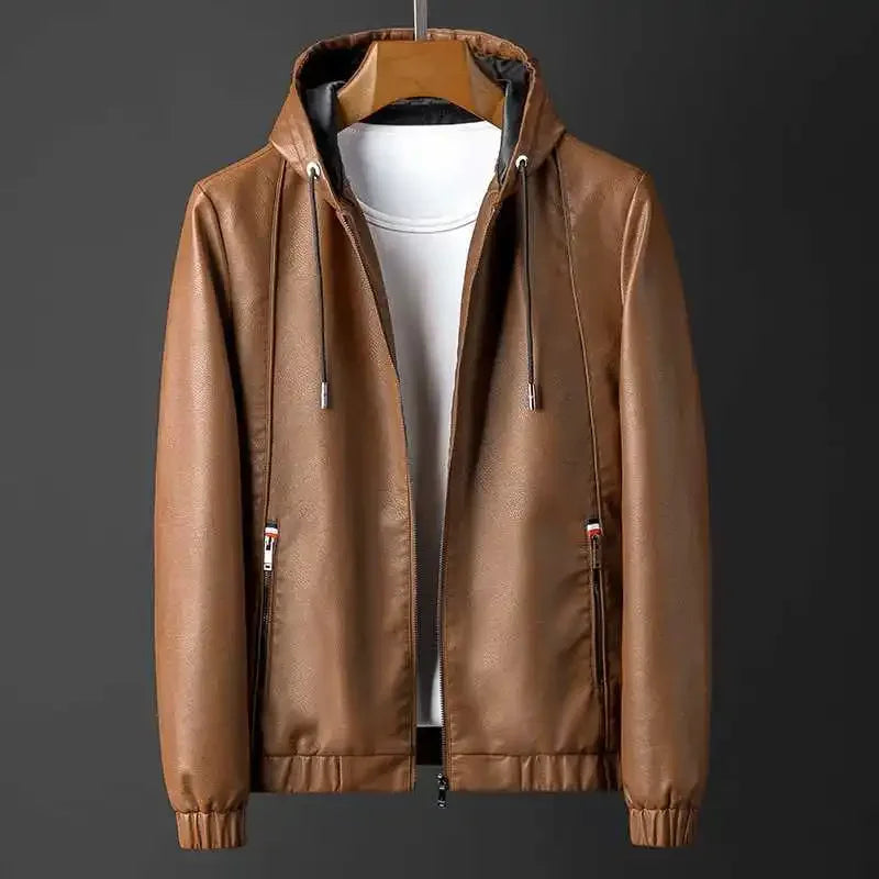 Chaqueta de cuero con capucha Rave