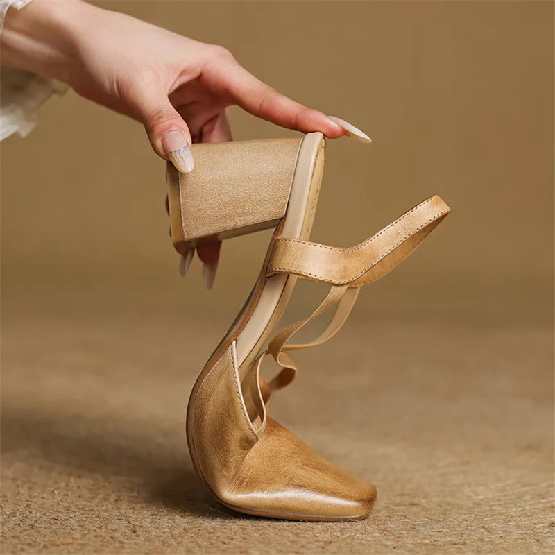 Tacones Petra de cuero genuino