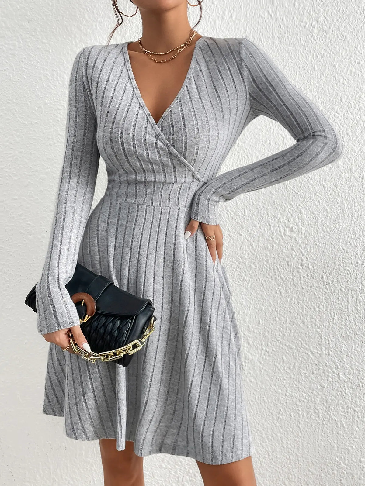Vestido de malha canelada Rebecca