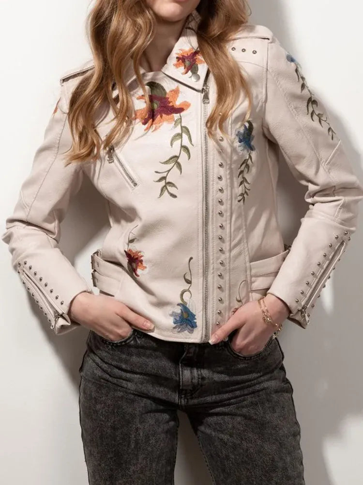 Veste motard à fleurs