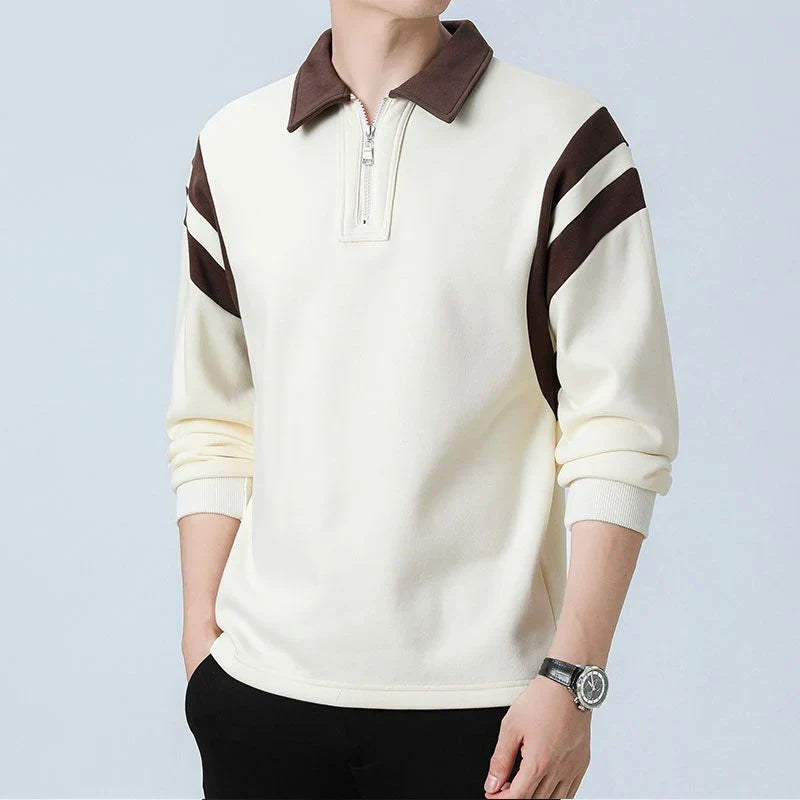 Maglione in cotone con zip a un quarto