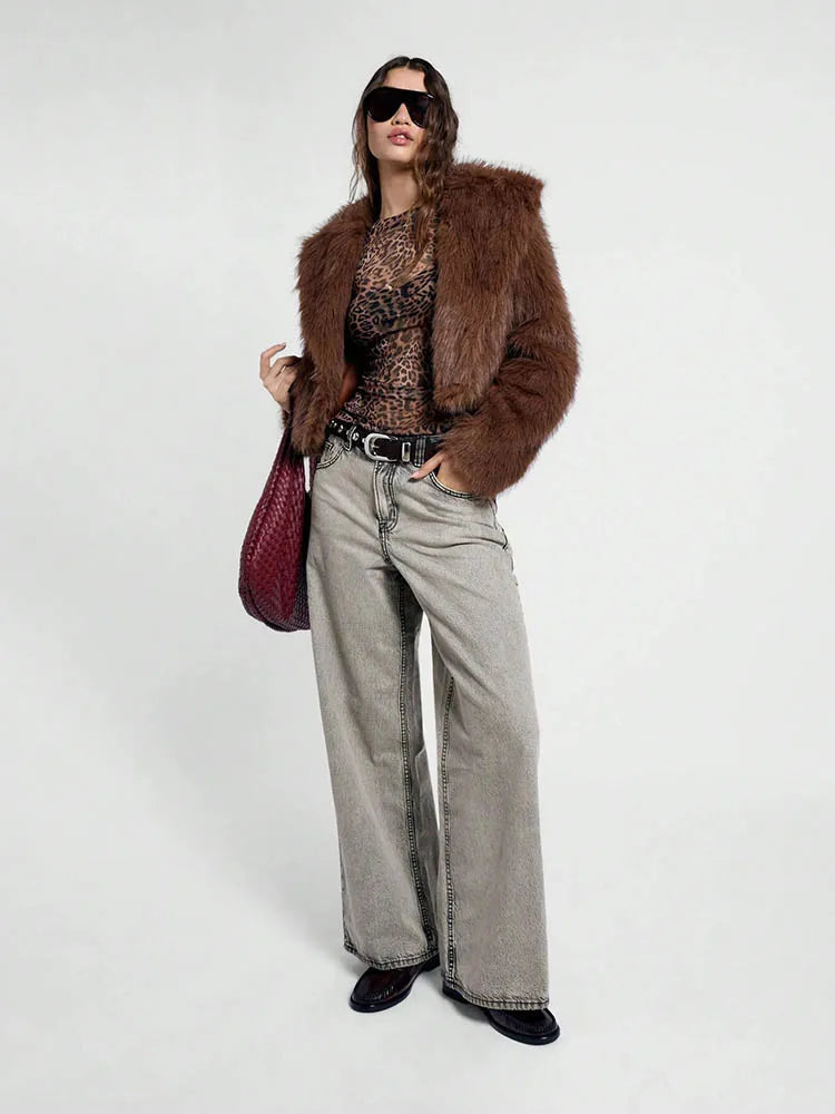VIOLETTA LEOPARD MESH TOP