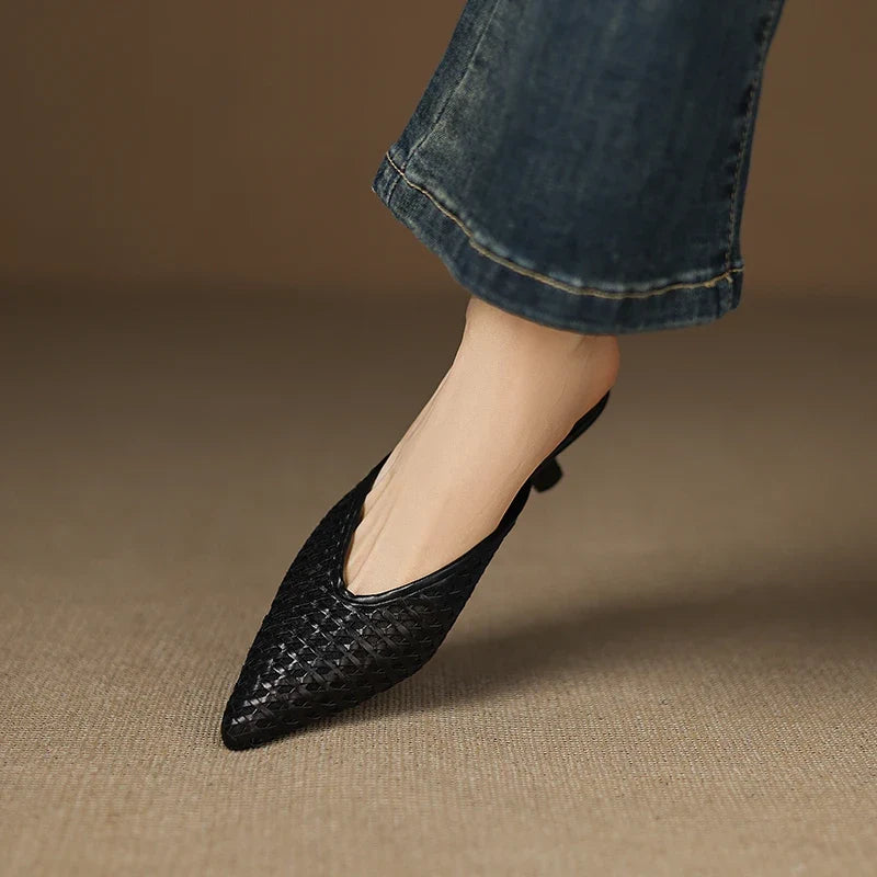Mules Olivia de cuero genuino