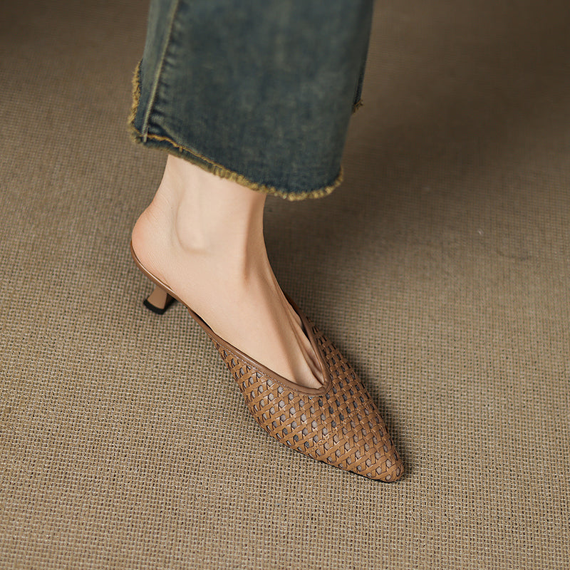 Mules Olivia de cuero genuino