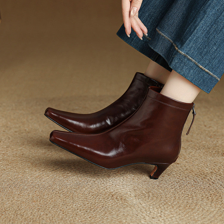 Nolia Stiefel aus echtem Leder mit eckiger Kappe
