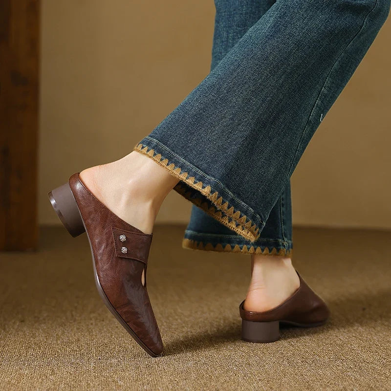 Mules de cuero genuino Agnit