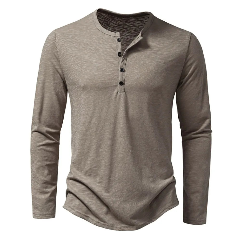 Enzo katoenen henleyshirt