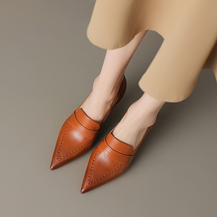 Zapatos de tacón Nyla de cuero genuino con punta afilada