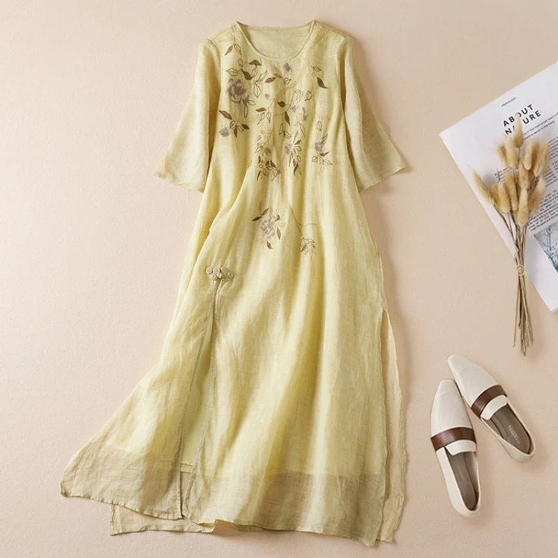 Vestido de lino Lunaria