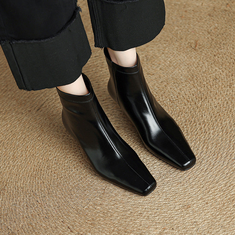 Nolia Stiefel aus echtem Leder mit eckiger Kappe