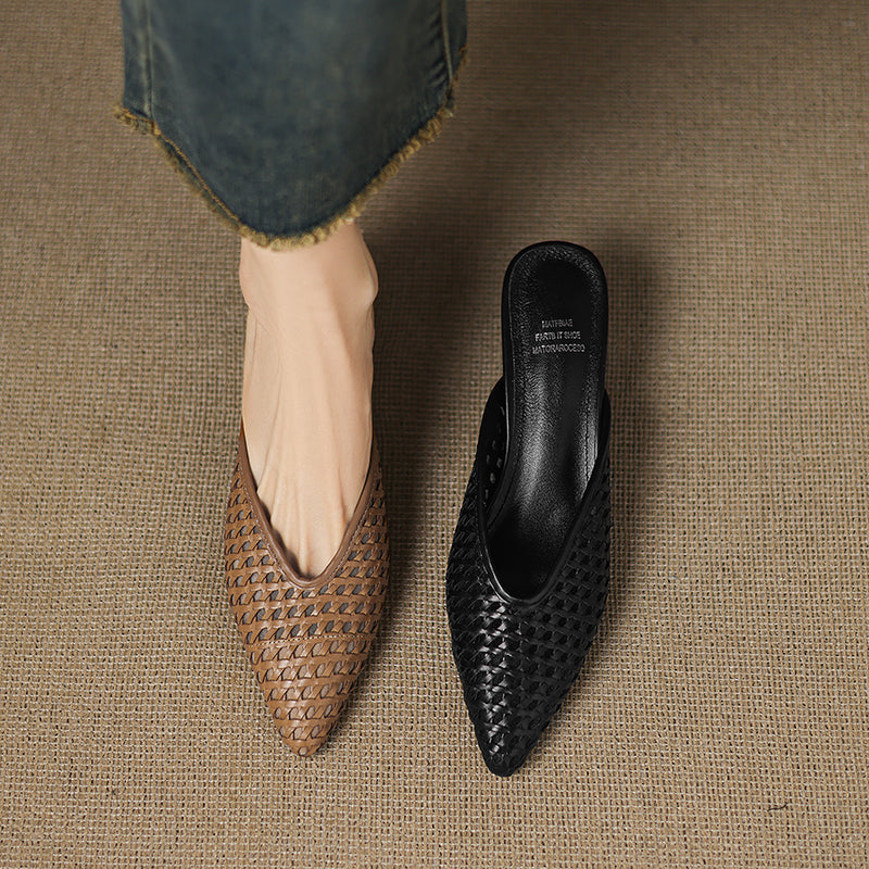 Mules Olivia de cuero genuino