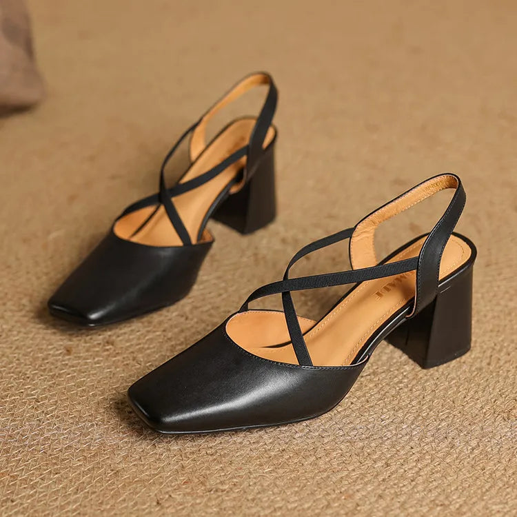 Tacones Petra de cuero genuino
