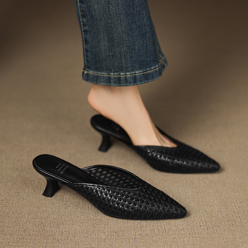 Mules Olivia de cuero genuino