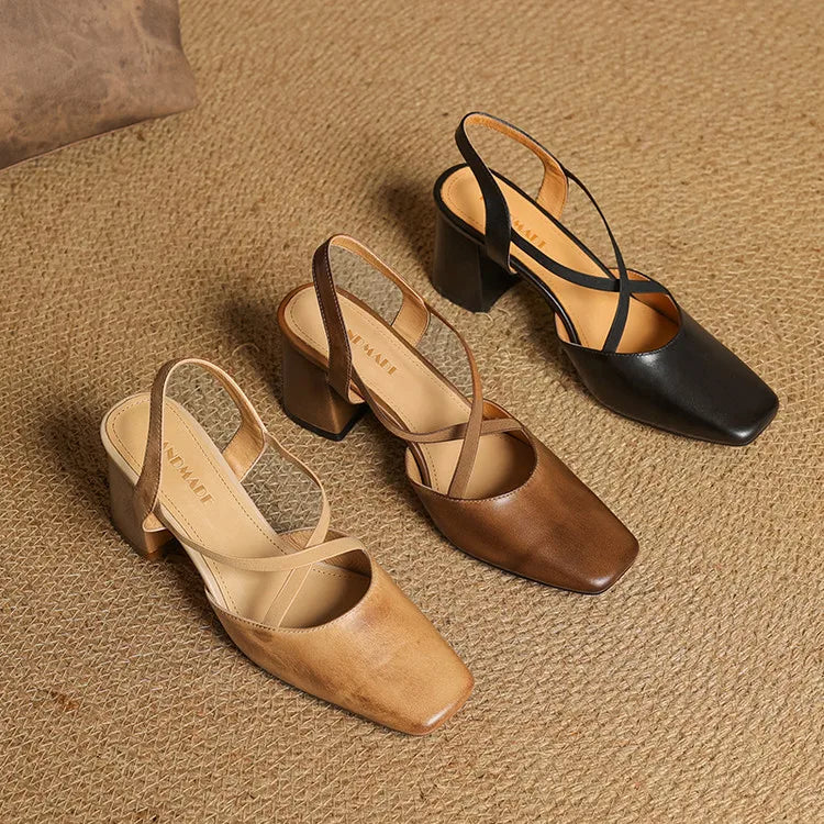 Tacones Petra de cuero genuino