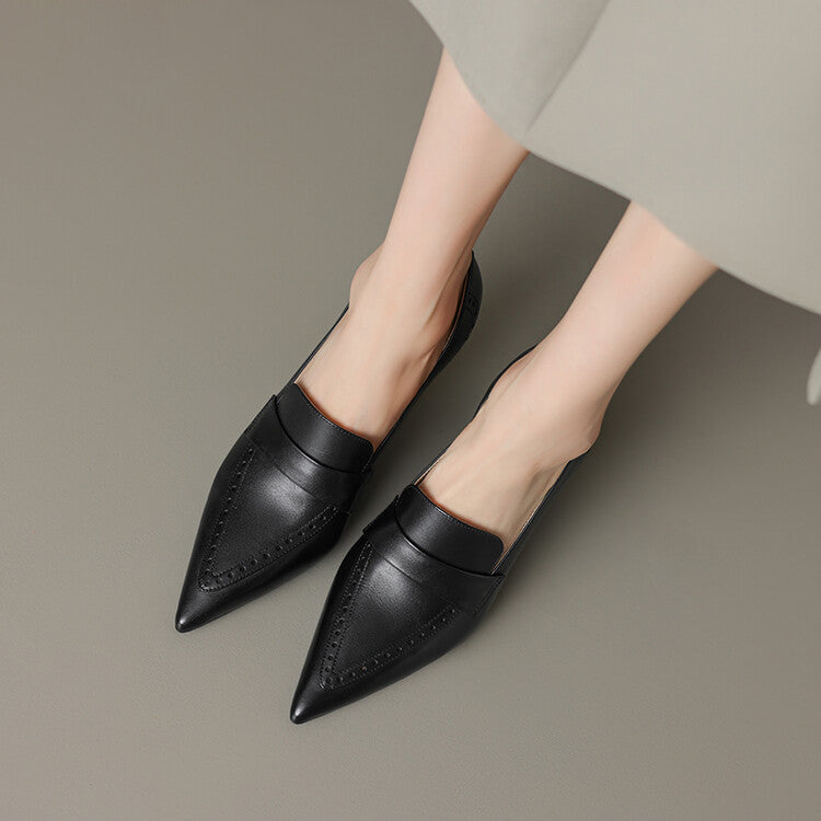 Zapatos de tacón Nyla de cuero genuino con punta afilada