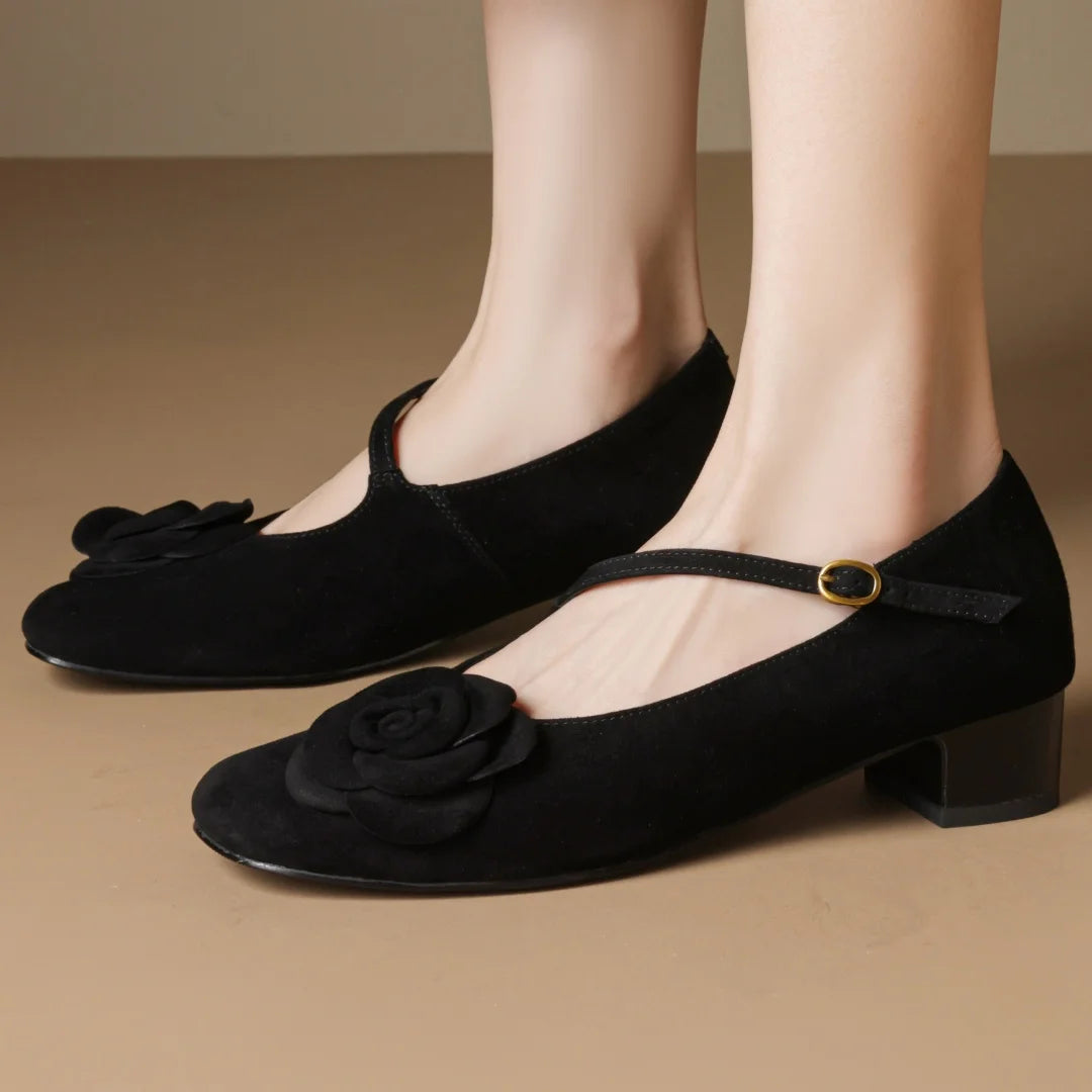 THEORA SUEDE MARY JANE HEELS