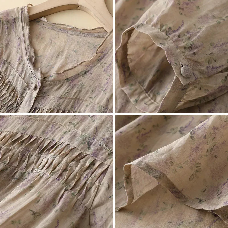 Blusa Naomi arricciata in tessuto weave