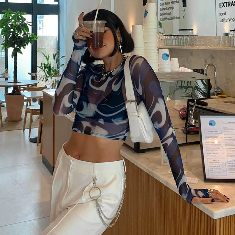 ONDINE SWIRL MESH TOP