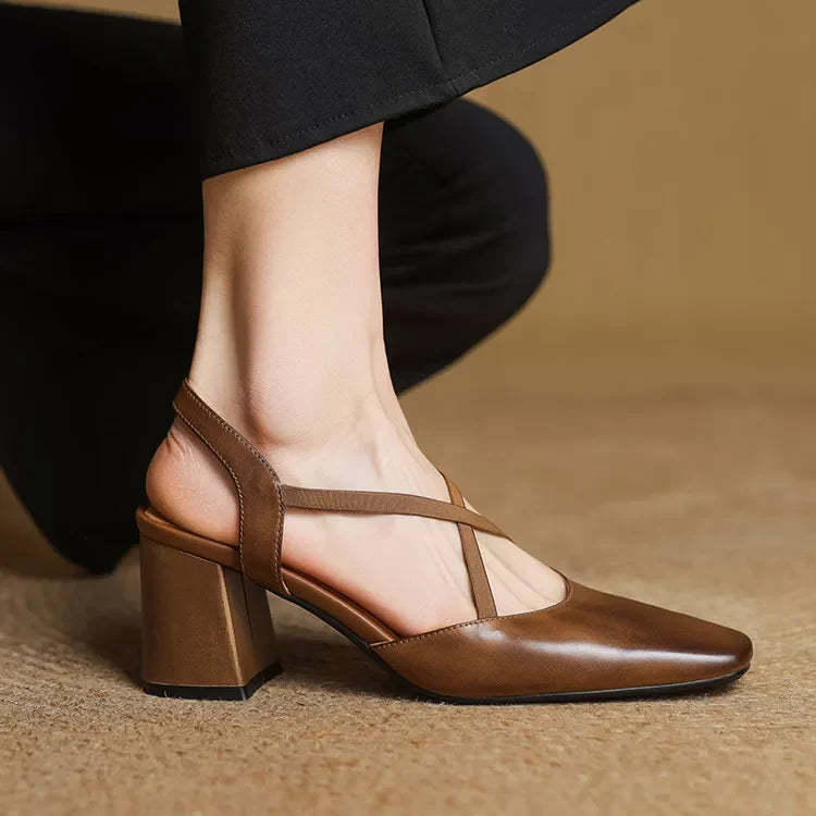 Tacones Petra de cuero genuino