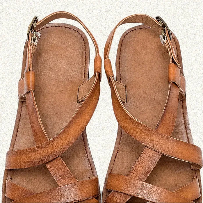 Patinaläder-sandal