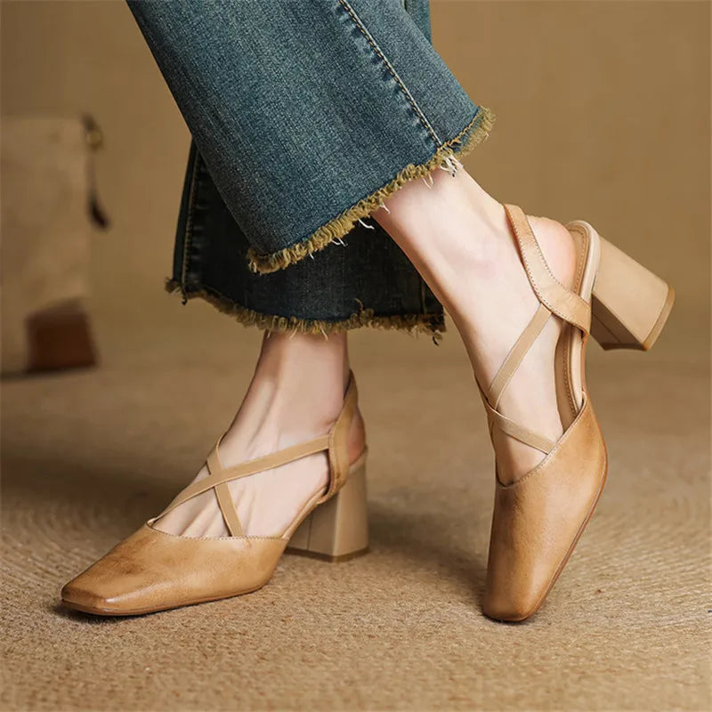 Tacones Petra de cuero genuino