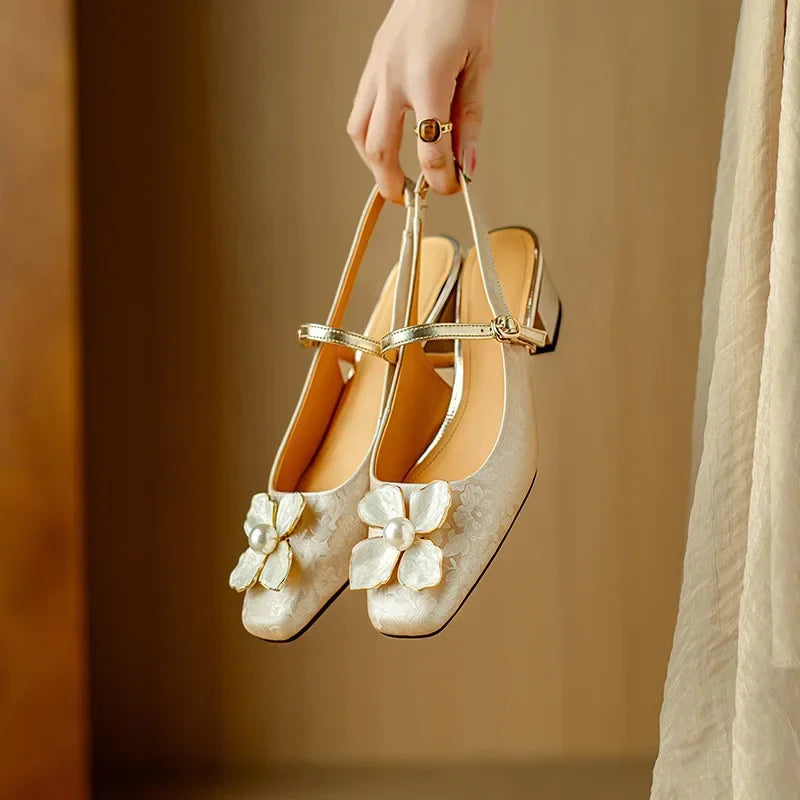 AMARA FLORAL PEARL HEELS
