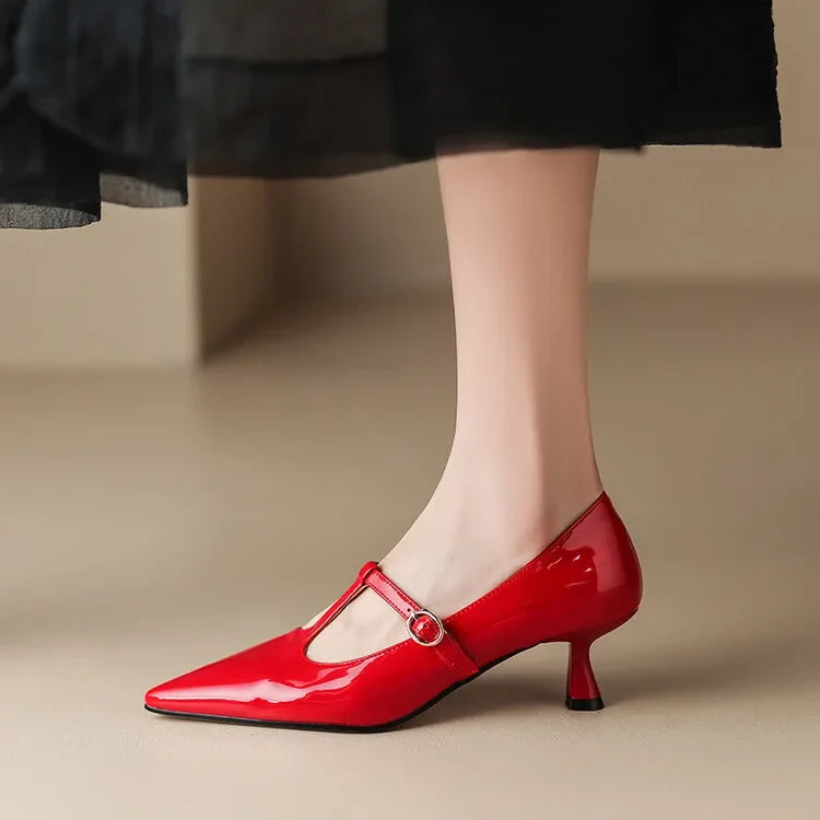 Tacones Ileen de cuero genuino