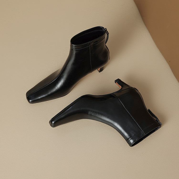 Nolia Stiefel aus echtem Leder mit eckiger Kappe