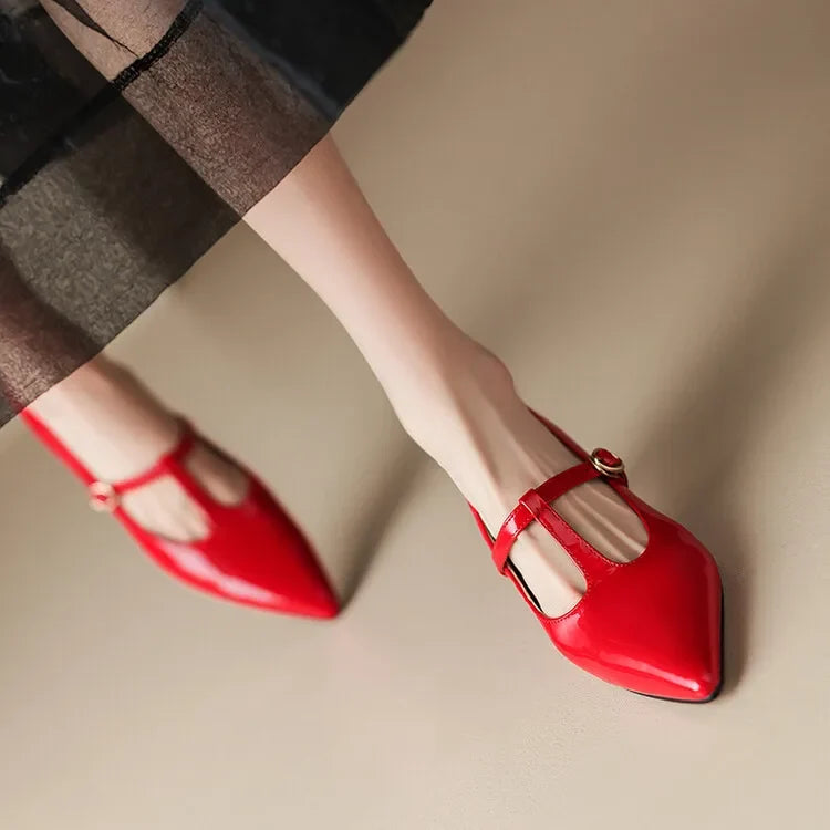 Tacones Ileen de cuero genuino