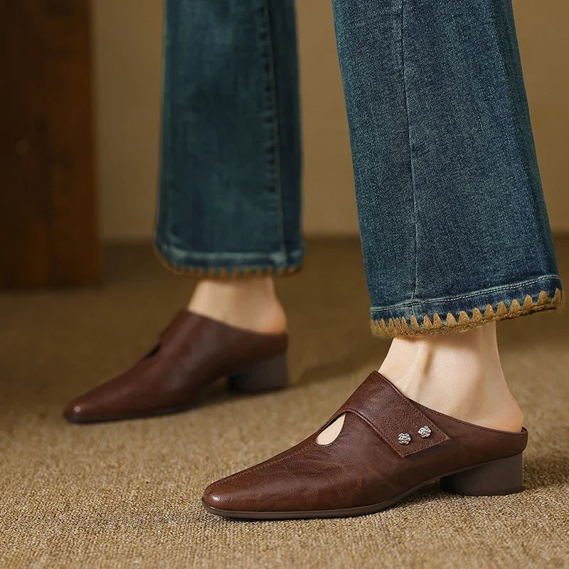 Mules de cuero genuino Agnit