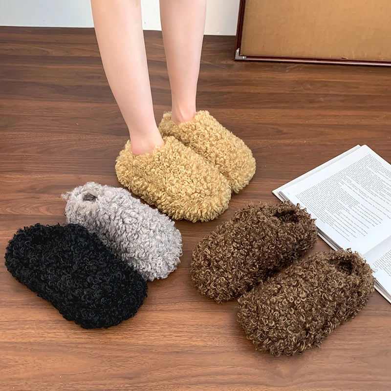 LUNA PLUSH CURLY FLEECE SLIPPERS