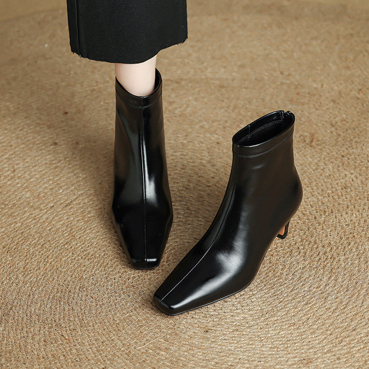 Nolia Stiefel aus echtem Leder mit eckiger Kappe