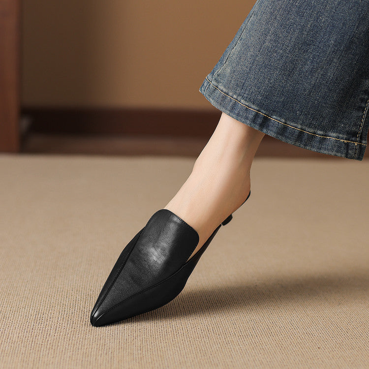 Mules Cloe en cuir véritable à bout pointu