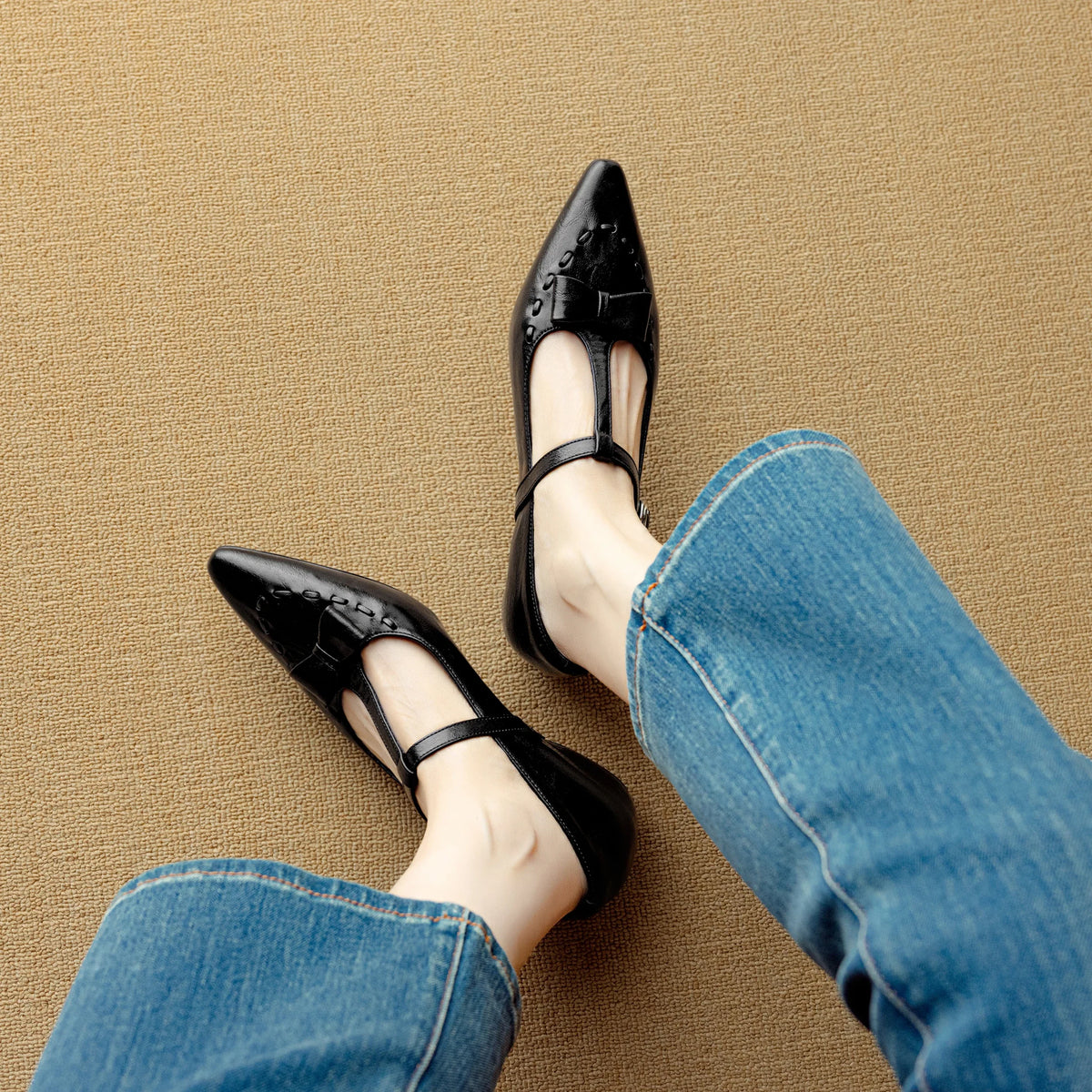 Tiara pumps i äkta läder