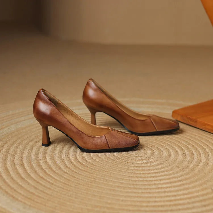 AMBER GENUINE LEATHER HEELS
