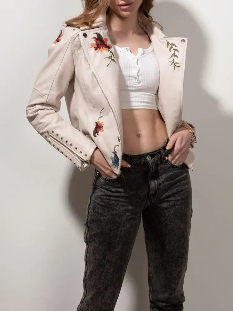 Veste motard à fleurs