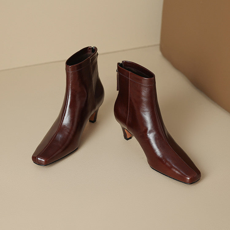 Nolia Stiefel aus echtem Leder mit eckiger Kappe