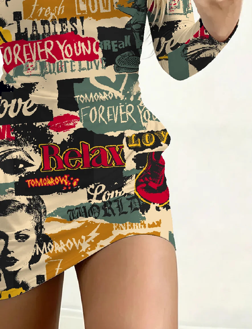 VALERIA GRAPHIC MINI DRESS