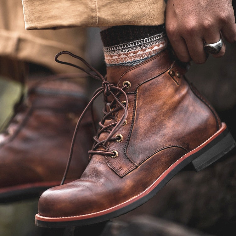 Bottes en cuir haut de gamme cousues main