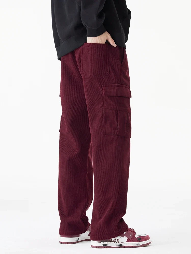 Pantalon urbain en velours côtelé et polaire