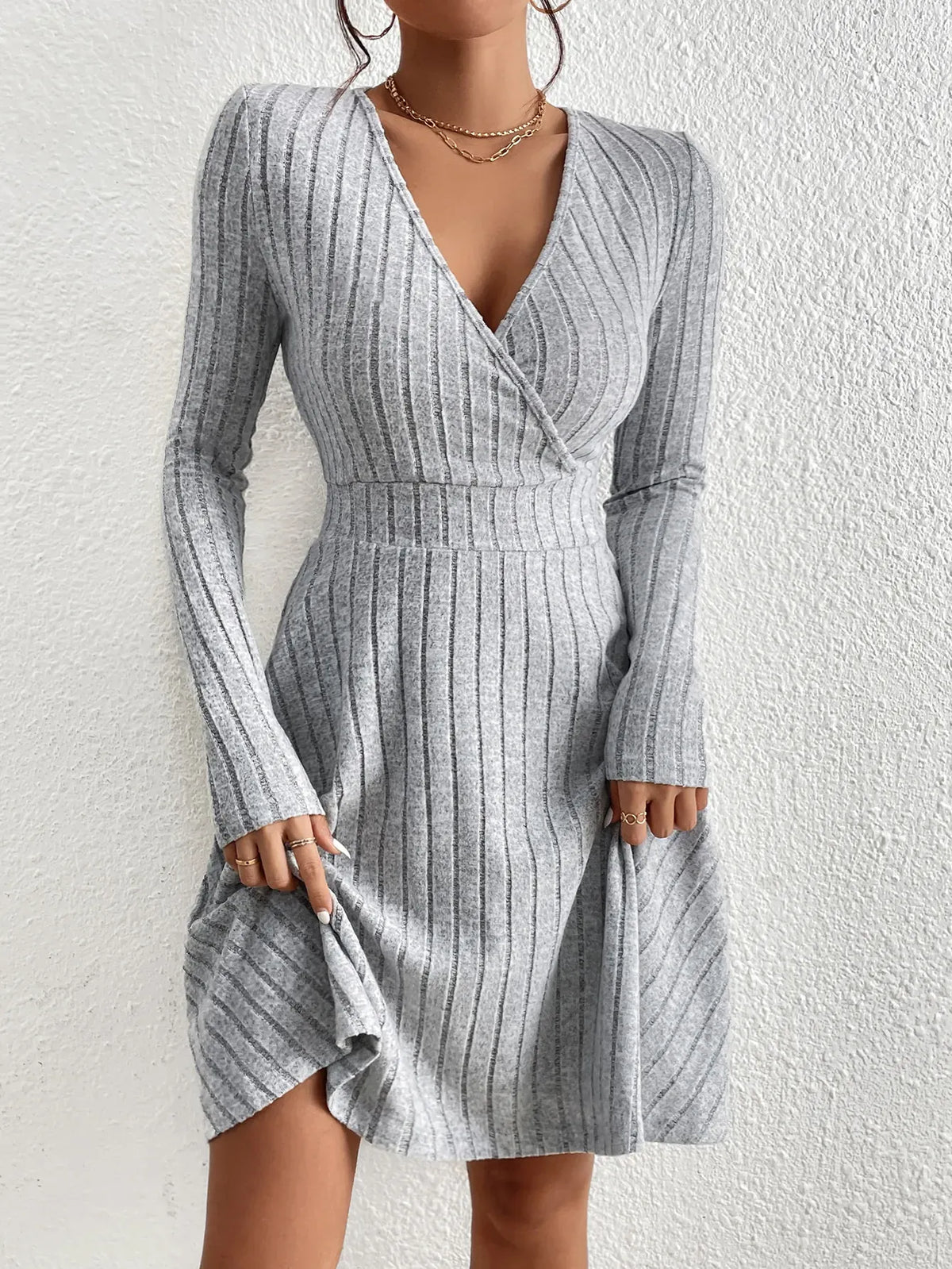 Vestido de malha canelada Rebecca