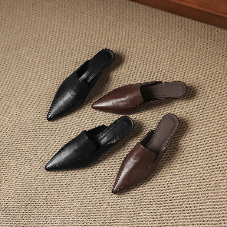 Mules Cloe en cuir véritable à bout pointu