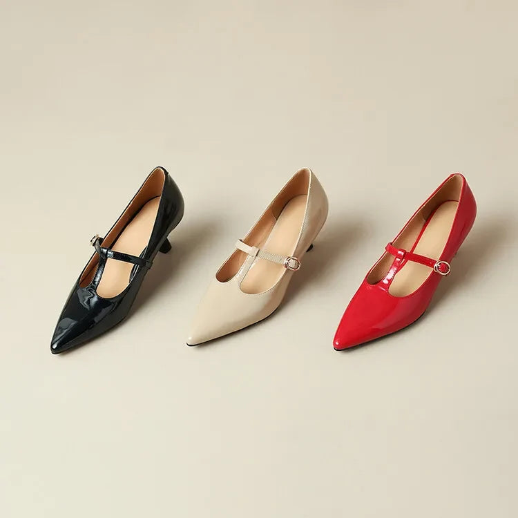 Tacones Ileen de cuero genuino