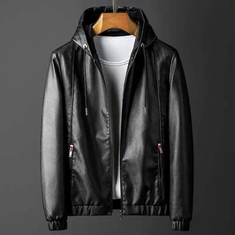 Chaqueta de cuero con capucha Rave