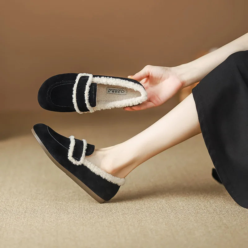 SIENNA FAUX SUEDE FUR-LINED LOAFERS