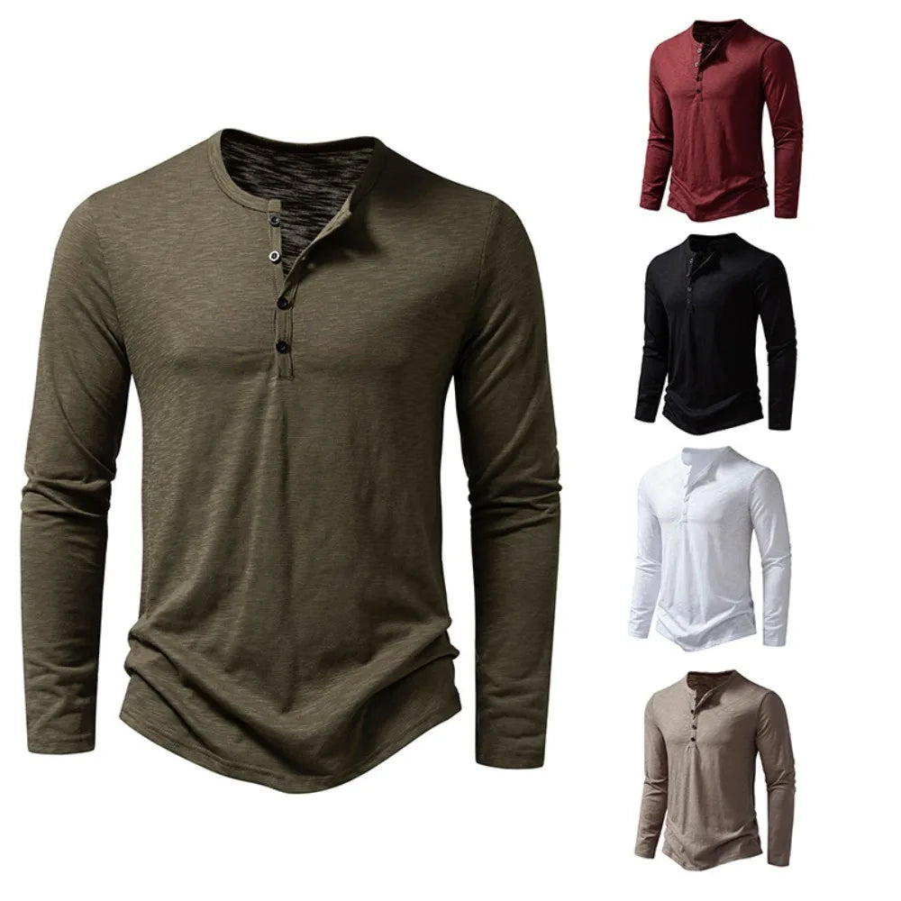 Enzo katoenen henleyshirt