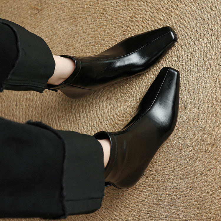 Nolia Stiefel aus echtem Leder mit eckiger Kappe