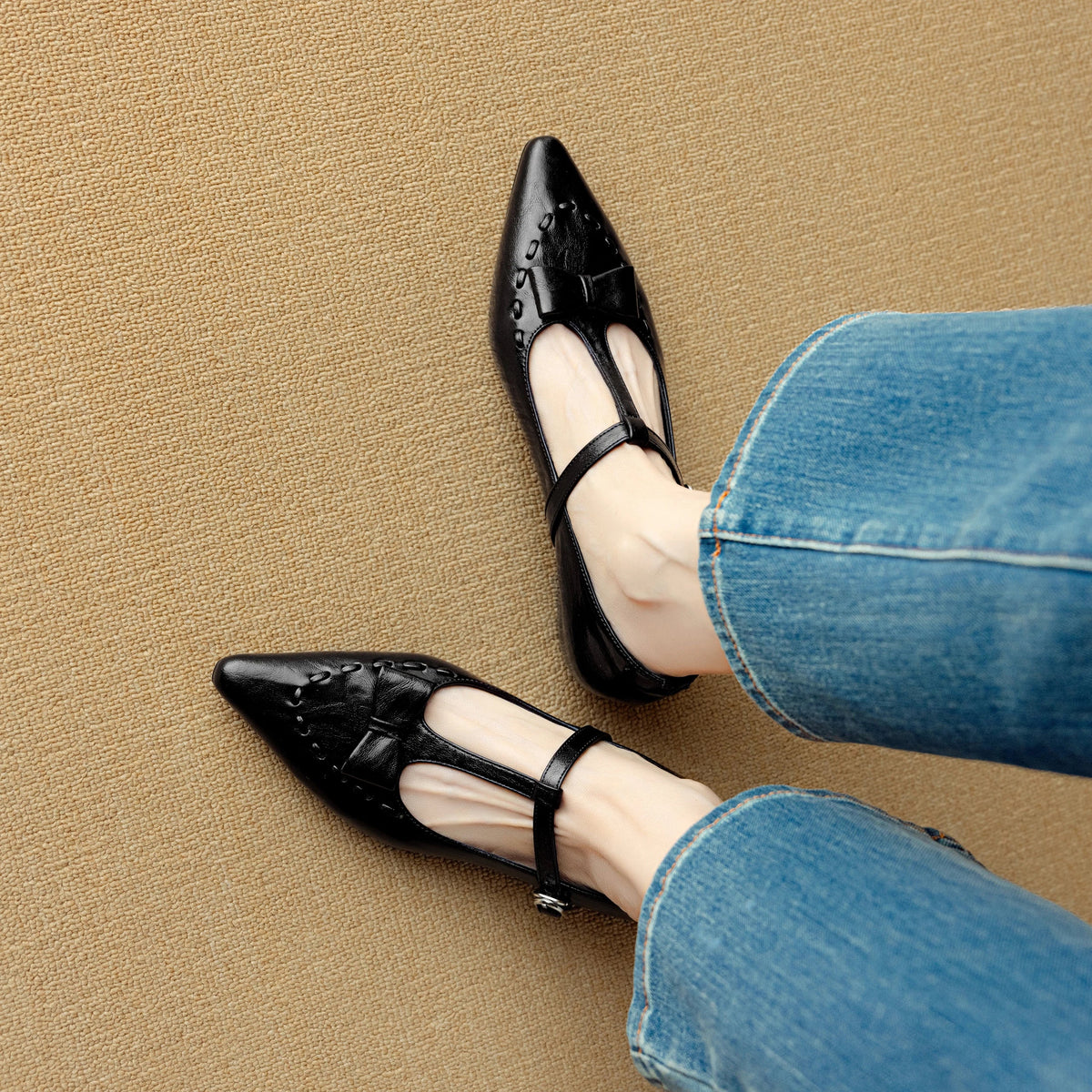 Tiara pumps i äkta läder